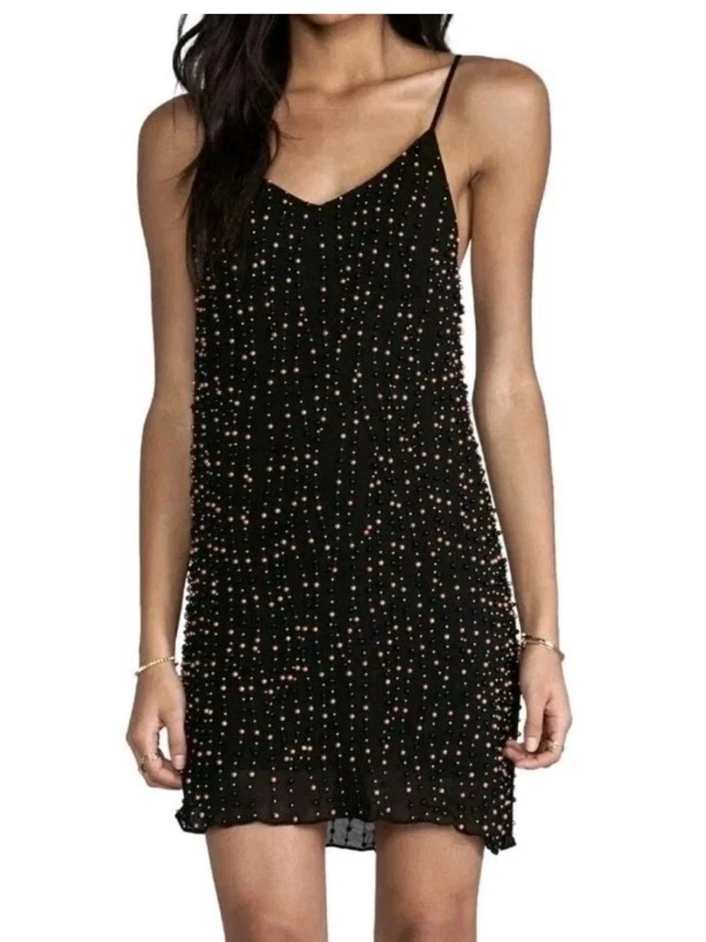 MLV Mayren Lee Viray Gulia Beaded Tank Dress Black Size small